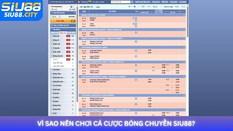 Vì sao nên chơi cá cược bóng chuyền Siu88?