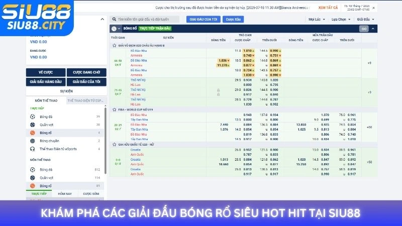 Khám phá các giải đấu bóng rổ siêu hot hit tại Siu88