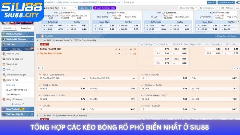 Tổng hợp các kèo bóng rổ phổ biến nhất ở Siu88