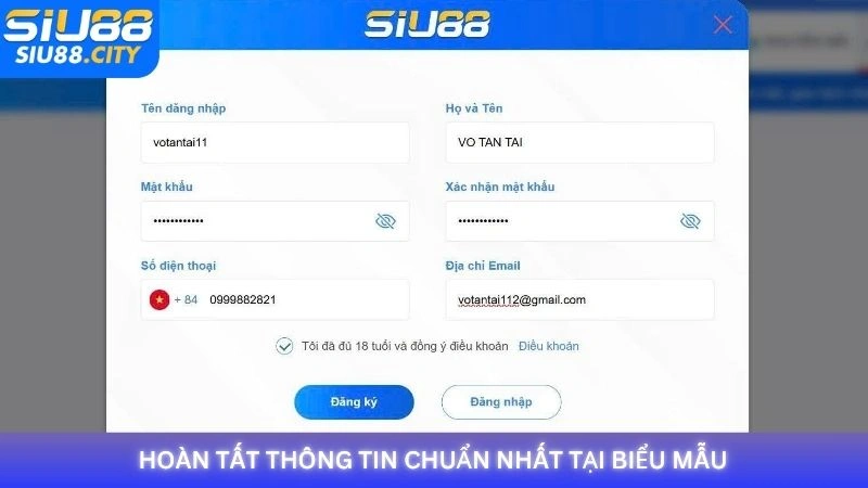 Hoàn tất thông tin chuẩn nhất tại biểu mẫu
