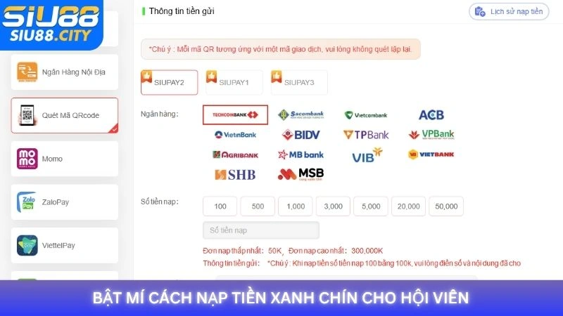Bật mí cách nạp tiền vào Siu88 nhanh nhất cho hội viên