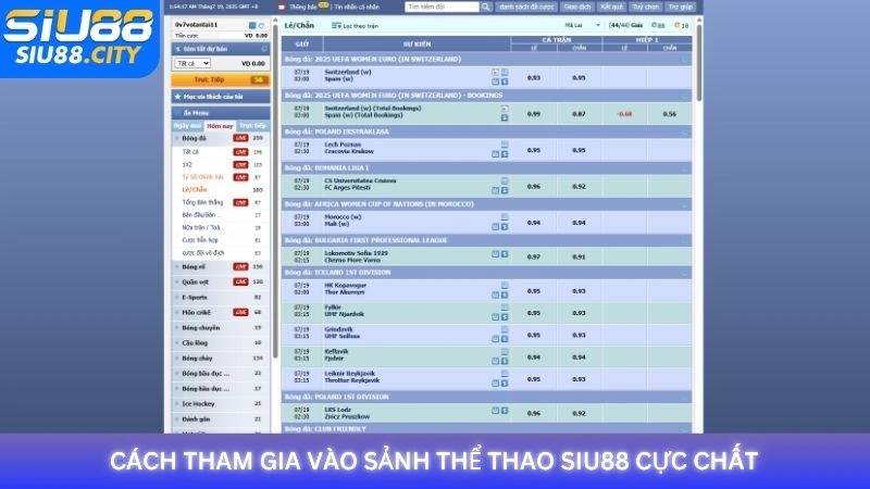 Cách tham gia vào sảnh thể thao Siu88 cực chất